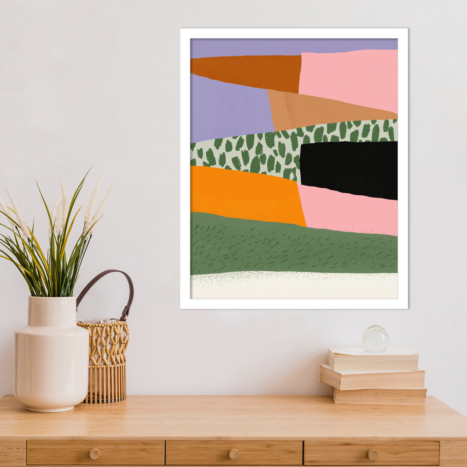 Abstract Minimalism Collage 02 Print, White, 21" H x 17" W