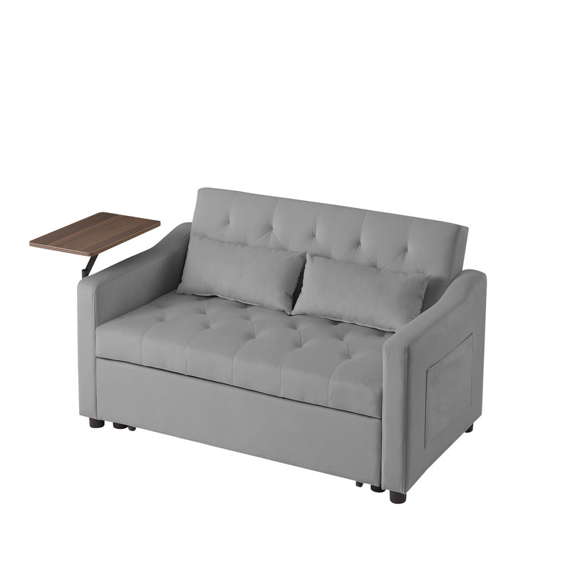 Lit convertible en velours gris, table d'appoint rotative, style moderne, se transforme rapidement en lit, multiples réglages, matériaux, assemblage facile requis avec dossier et siège rotatifs à 360 °,