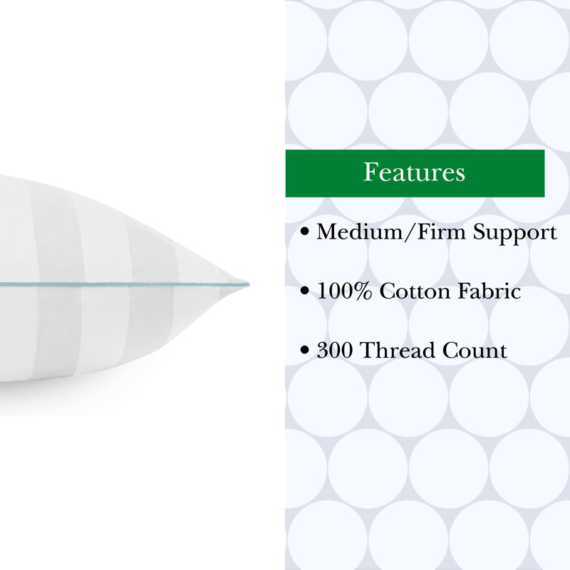White Ultra Cooling Polyester Bed Pillow with Blue Trim, 20" x 28"