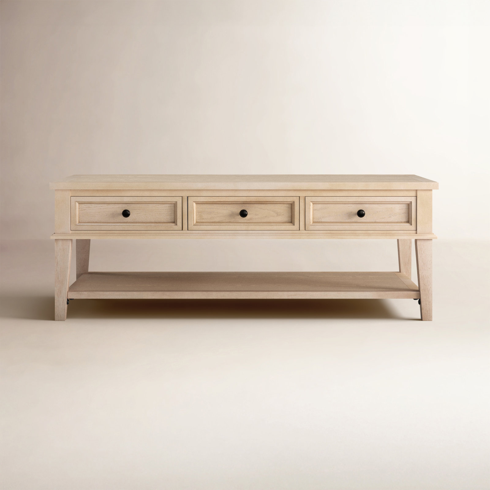 Samira Single Coffee Table with Storage, White Wash