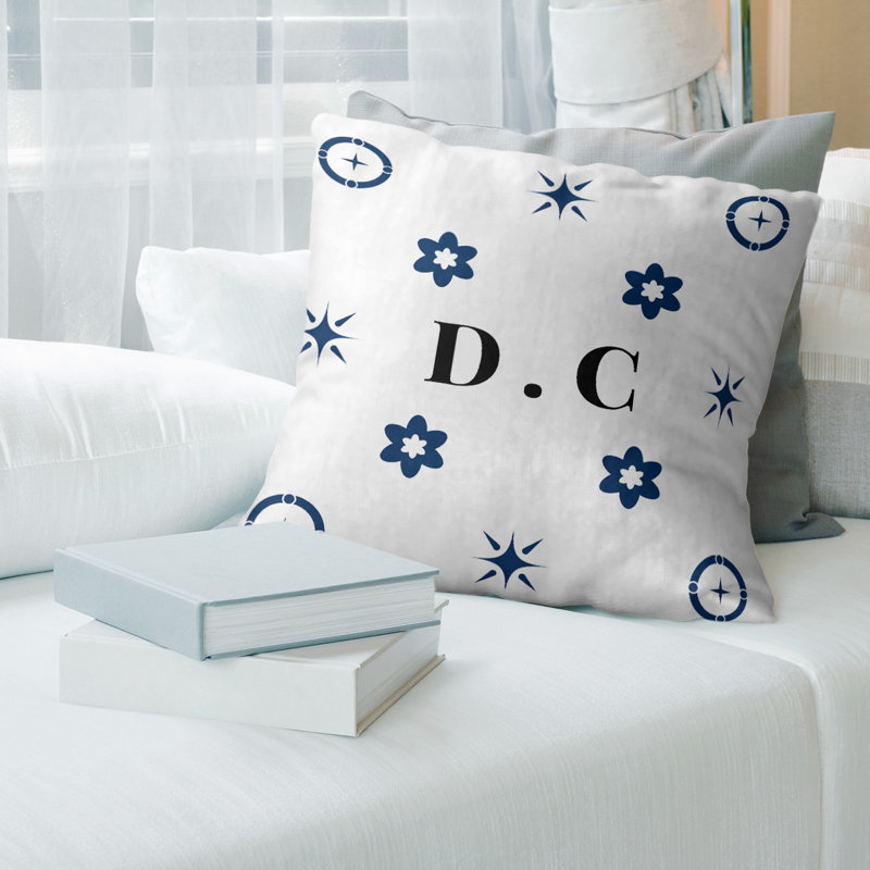 DC Basketball Colours White Red Navy Blue Cotton Twill Pillow 14 Inch X 14 Inch