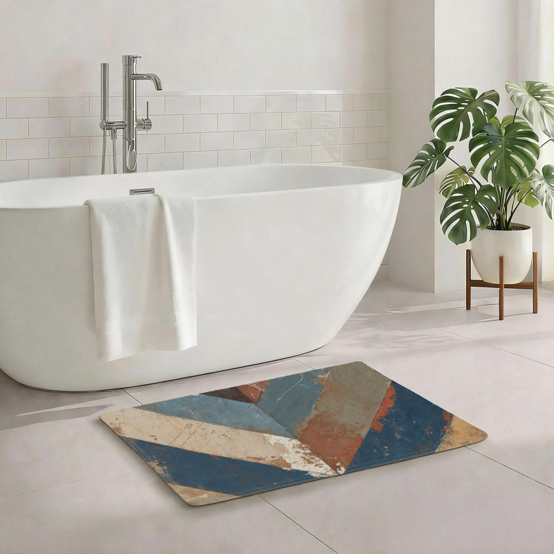 Multicolore tapis de salle de bain rustique à chevrons 20 x 32 po