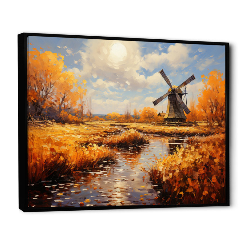 Mill Wind Radiant Spin - Imprimé, H 34 po x l 44 po x P 1,5 po, Cadre flottant noir