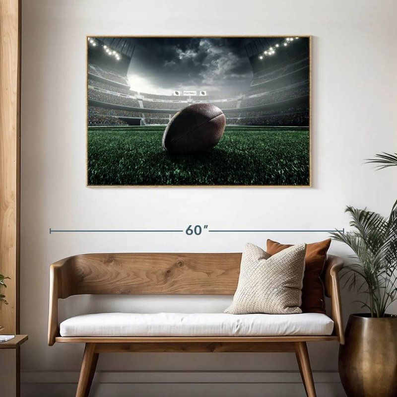 Football sur terrain, Cadre flottant en bois naturel, 46 po x 31 po