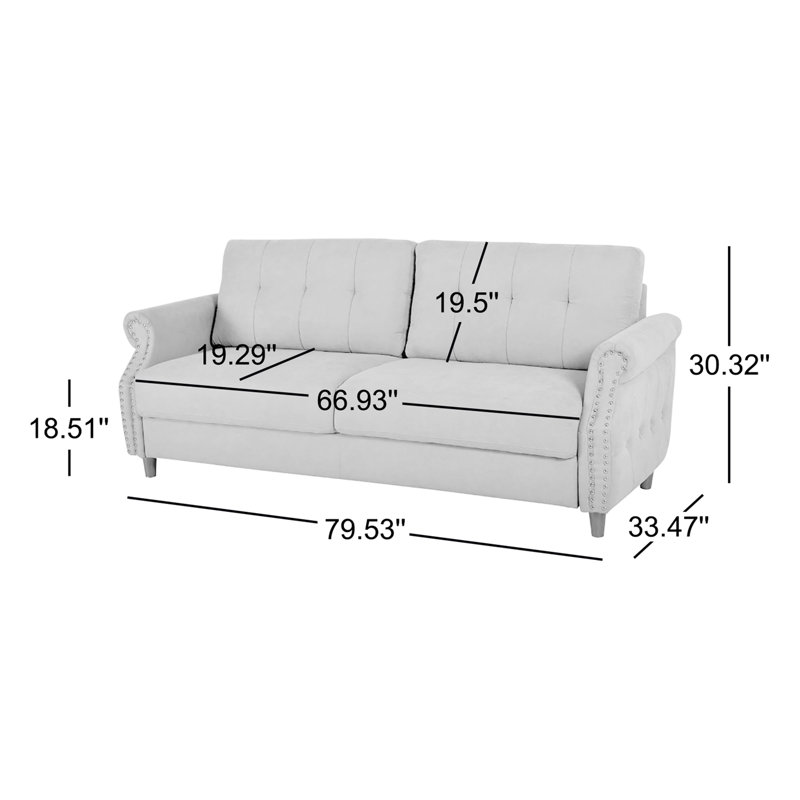 Canapé à accoudoirs roulés 79,53 po Sauter, Polyester beige
