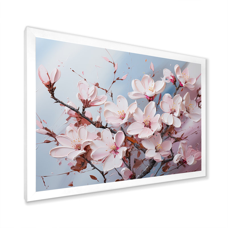«Pink Magnolias», impression sur toile, H 30 po x l 40 po x P 1,5 po, Cadre simple blanc
