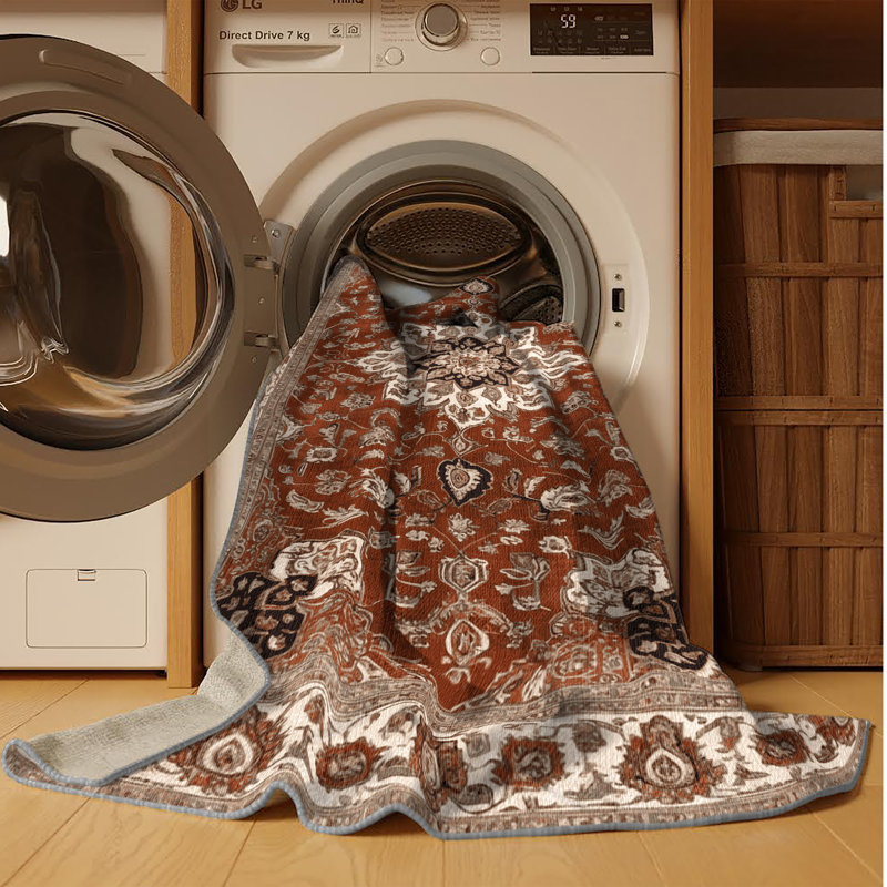 Tapis persan gris lavable à la machine, Rectangulaire 2 pi x 3 pi