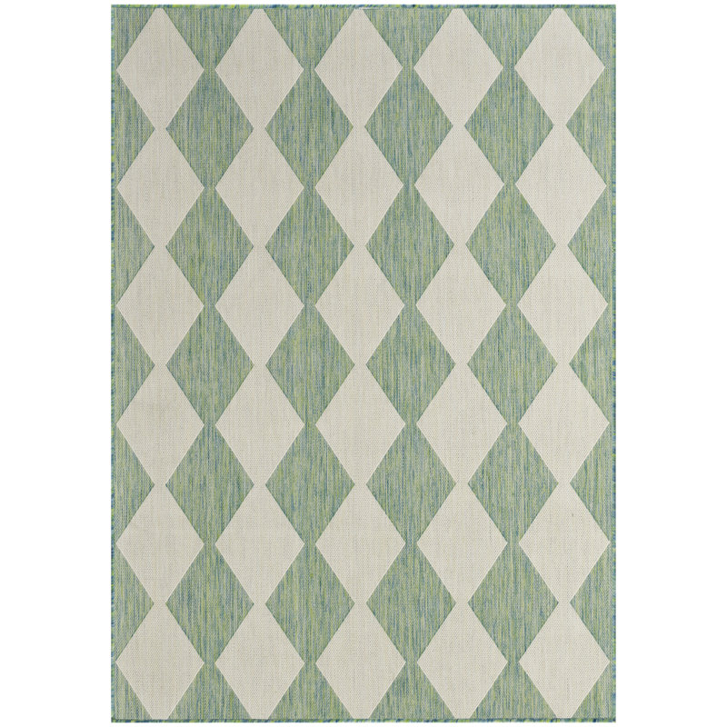 Positano Indoor/Outdoor Area Rug, Rectangle 4' x 6', Blue Green