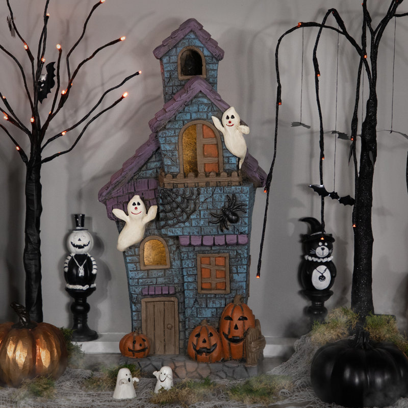 Décoration d'Halloween à DEL avec maison hantée avec fantômes