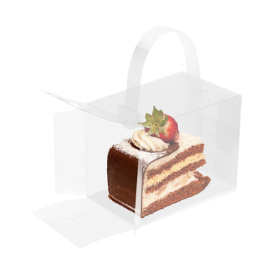 50 boîtes de gâteau transparentes en plastique avec couvercle et poignée pour fête d'anniversaire de mariage