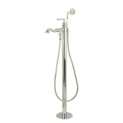 Robinet de baignoire autoportant à poignée simple 1 trou avec pomme de douche à main Kingston Brass Royale