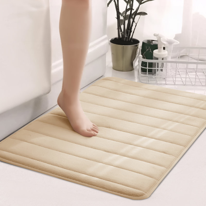 Nakiyha Rectangle Non-Slip Bath Mat, 50cmW x 80cmL, Cream