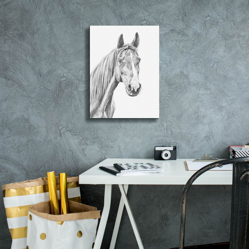 Toile épique Graffiti «Equine Portrait Sketch 1» par Annie Warren, art mural 12 po x 16 po, H 16 po x l 12 po