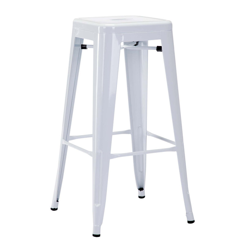 Akhila Stainless Steel Outdoor Stool, Glossy White