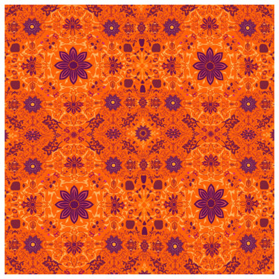 Orange Purple Mandala Pattern Canvas Gallery Wrap in Many Sizes