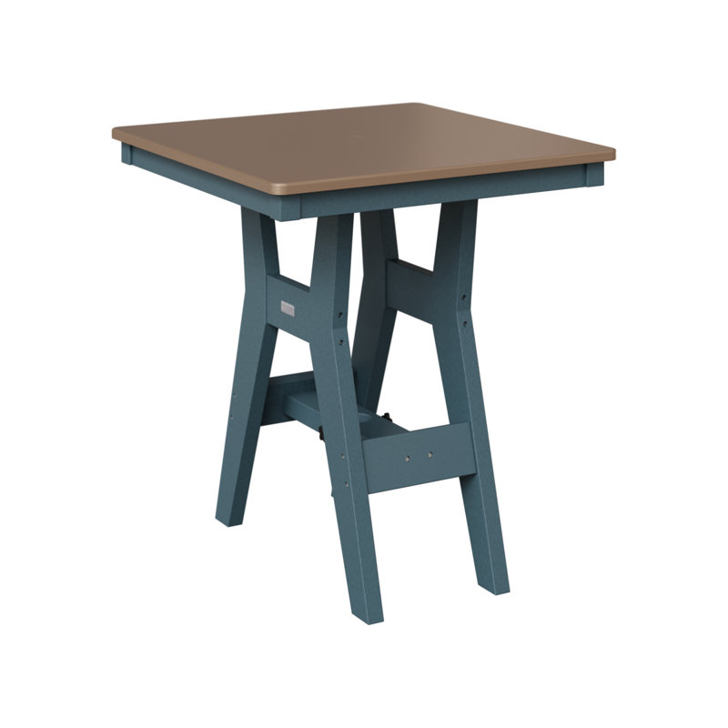 Table de bar carrée 28 po Berlin Gardens Harbor, Bronze martelé, H 38,87 po x l 28 po x P 28 po, Ardoise