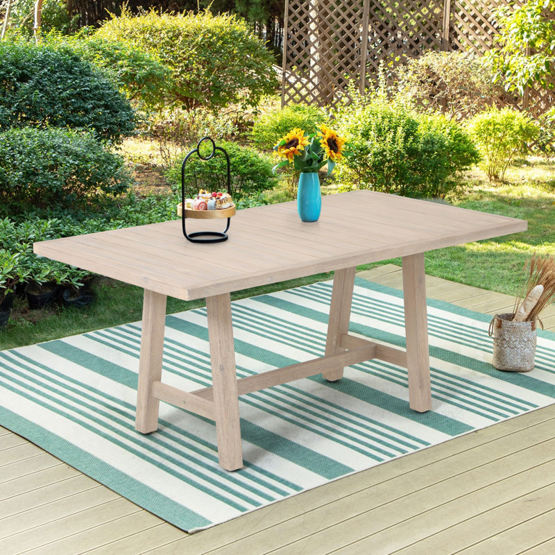 Patio Mediterranean Style Acacia Wood Dining Table, 30" H x 67" W x 35" D