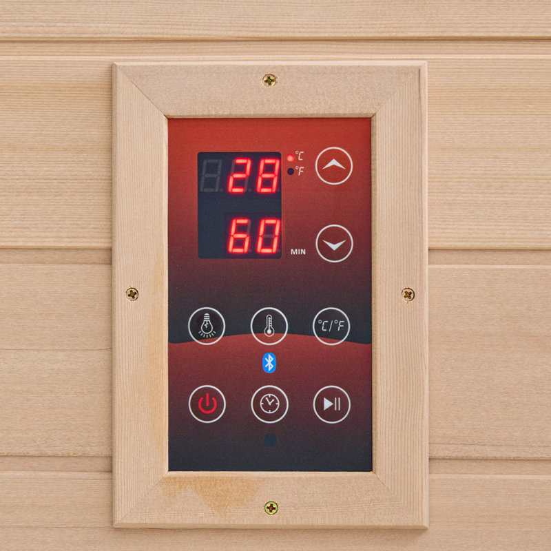 Sauna infrarouge lointain en bois, sauna pour 2 personnes 1800W