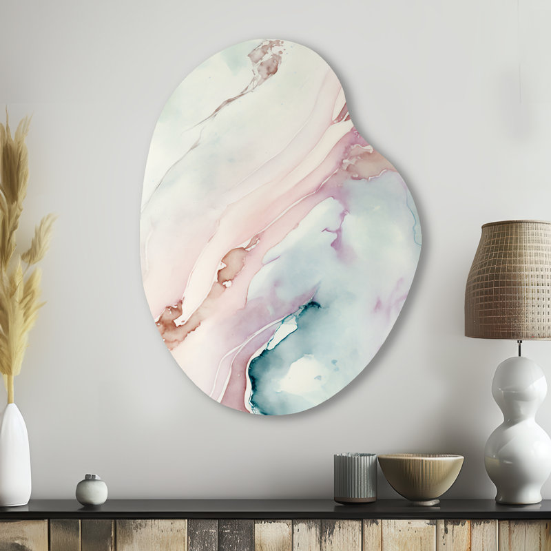 Colzie - Art mural asymétrique en forme de poire à encre liquide abstraite, H 38 po x l 28 po