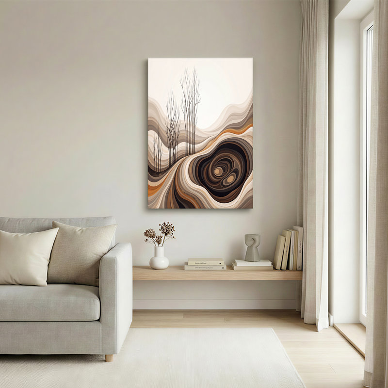 «Abstract Wavy Trees in Earth Tones», art mural sur toile, H 16 po x l 24 po