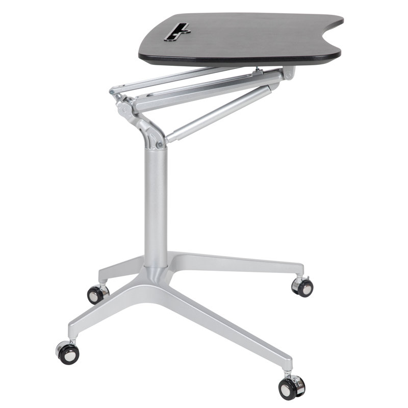 Mobile Sit-Down, Stand-Up Ergonomic Computer Desk, Black