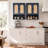 Boho White 2-Door Accent Storage Cabinet with Cane Rattan Doors, Open Shelf, and Contrast Hardware - Modern Farmhouse Style, Grayish Blue-981803010