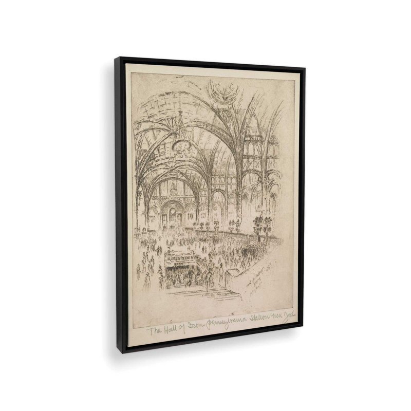 «Penn Station» par Stellar Design Studio, reproduction d'art, L 18 po x H 24 po, Noir, Toile avec cadre