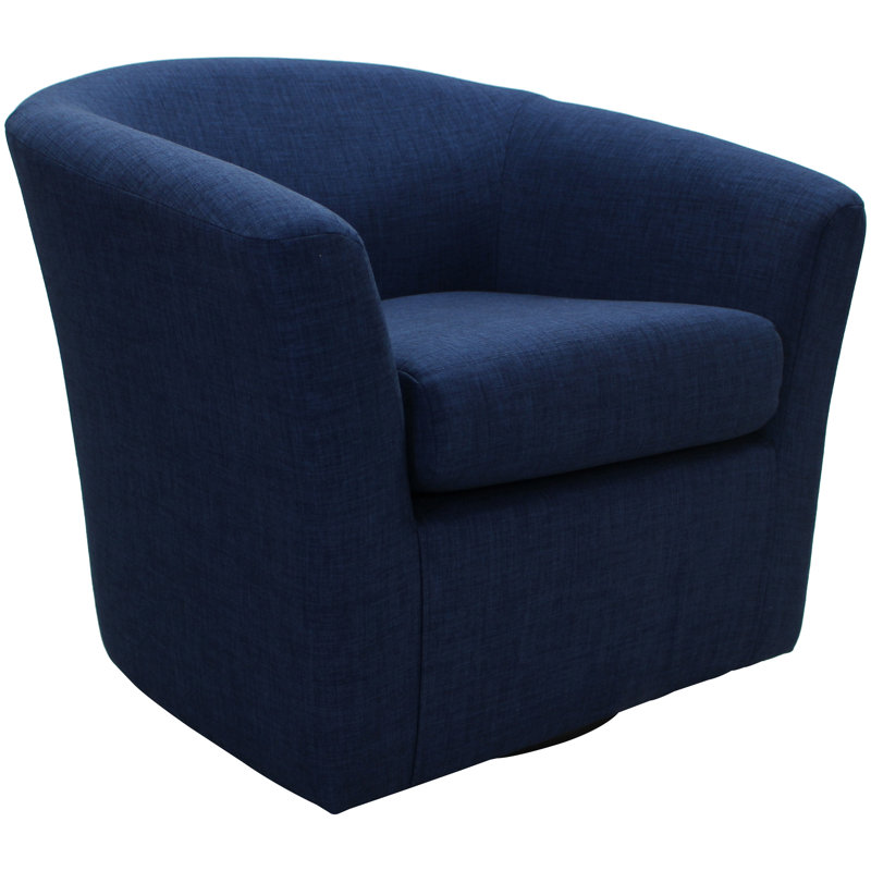 Peterson Upholstered Swivel Barrel Chair, Indigo Blue