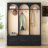 Farmhouse Wooden Style Hall Tree With Arched Design, Elegant Entryway Bench With Retro Hooks, Rustic Coat Rack & Shoe Organizer With Drawers For Mudroom, Living Room, Black-1343141838