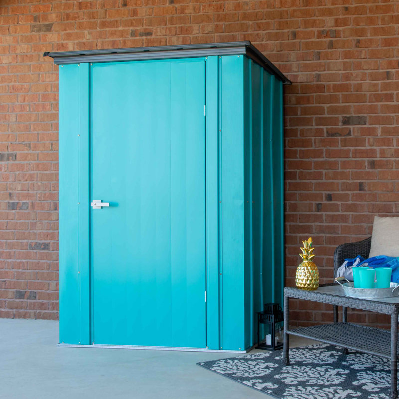 Teal and Anthracite Metal Vertical Storage Shed Kit