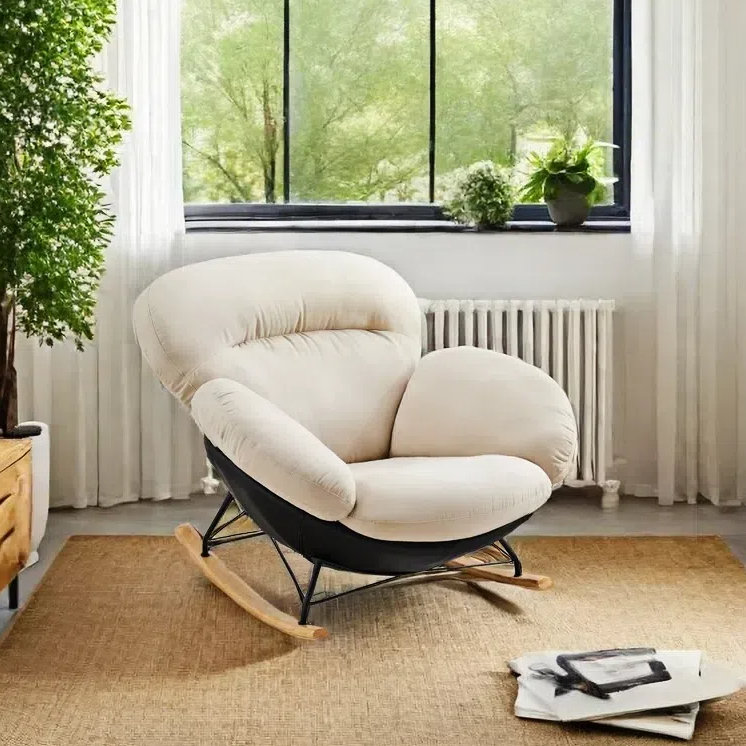Fashion home casual eggshell lazy rocking chair, Black
