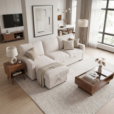 Canapé-lit modulaire Upholstery avec espace de rangement, port USB et 2 porte-gobelets sur les coussins de dossier