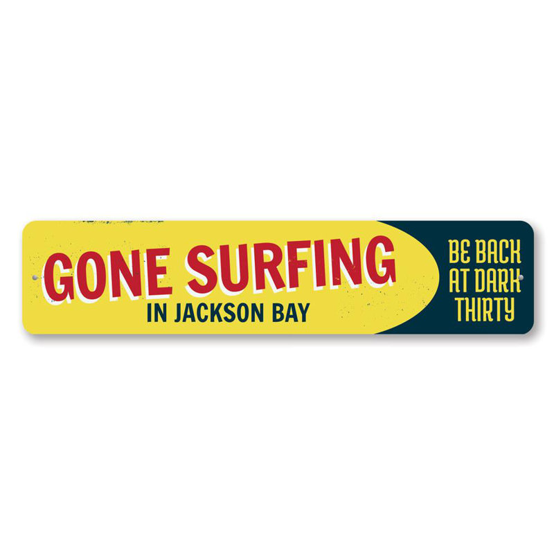 Plaque en aluminium Gone Surfing, H 4 po x l 18 po x P 0,04 po