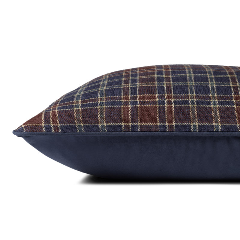 Alder Reversible Throw Pillow, Brique / bleu marine, 20'' x 20'' Cover Only