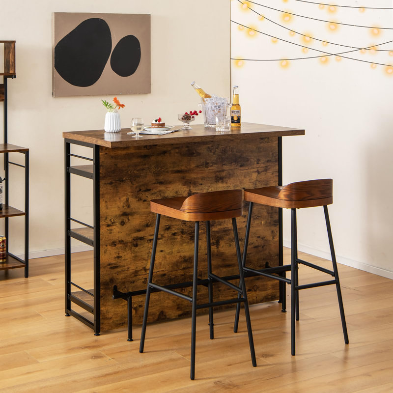 60cm Home Bar, Rustic Brown