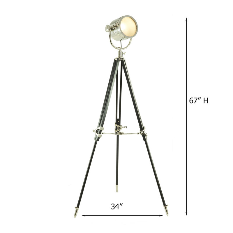 Lampe trépied 67 po Hollywood Studio Celeblight, Argent, Noir