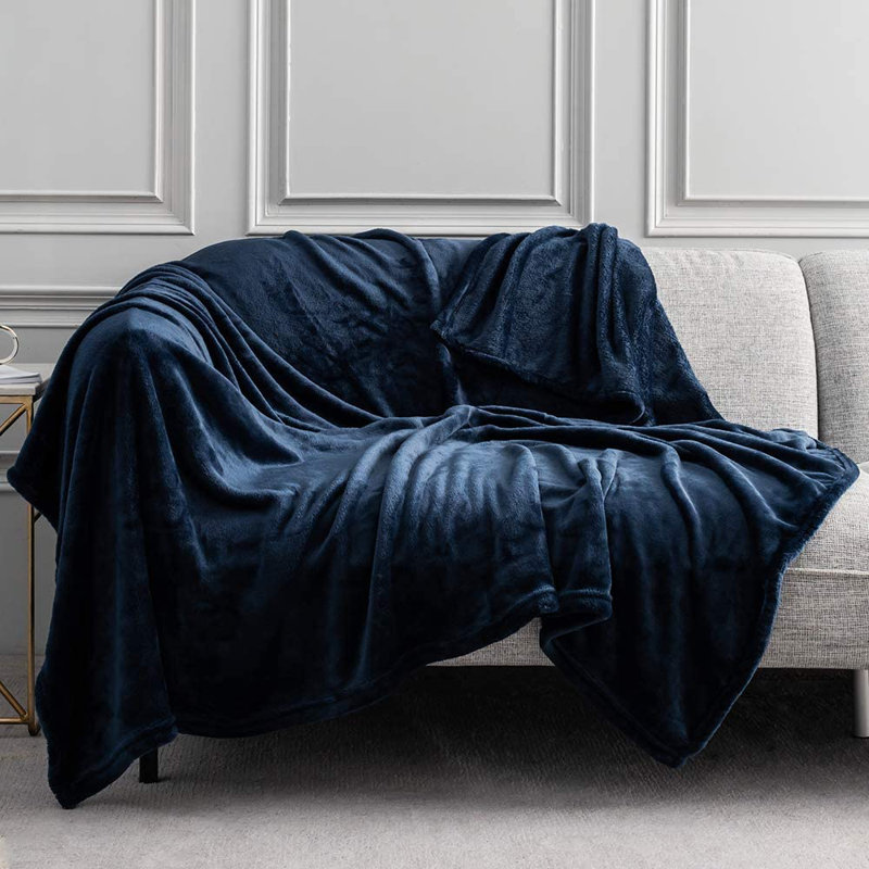 Quilted Throw Blanket, 50" W x 60" L, Navy Blue