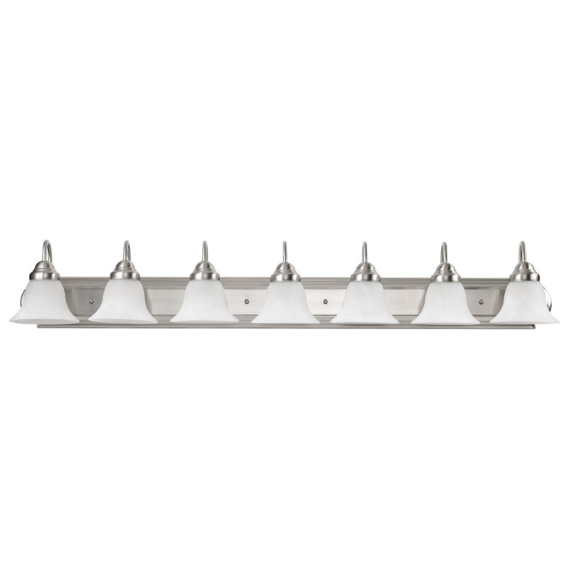 Éclairage de salle de bain à intensité variable 7 lumières Turcotte, Albâtre, Nickel brossé, 100 W (non incluse)