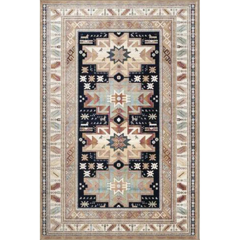 Cream Geometric Modern Washable Cotton Decorative Carpet, Rectangle 3'4" x 5'