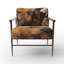 Fauteuil rembourré de style rustique à motif floral rustique brun et beige Harmony IV-1849849386