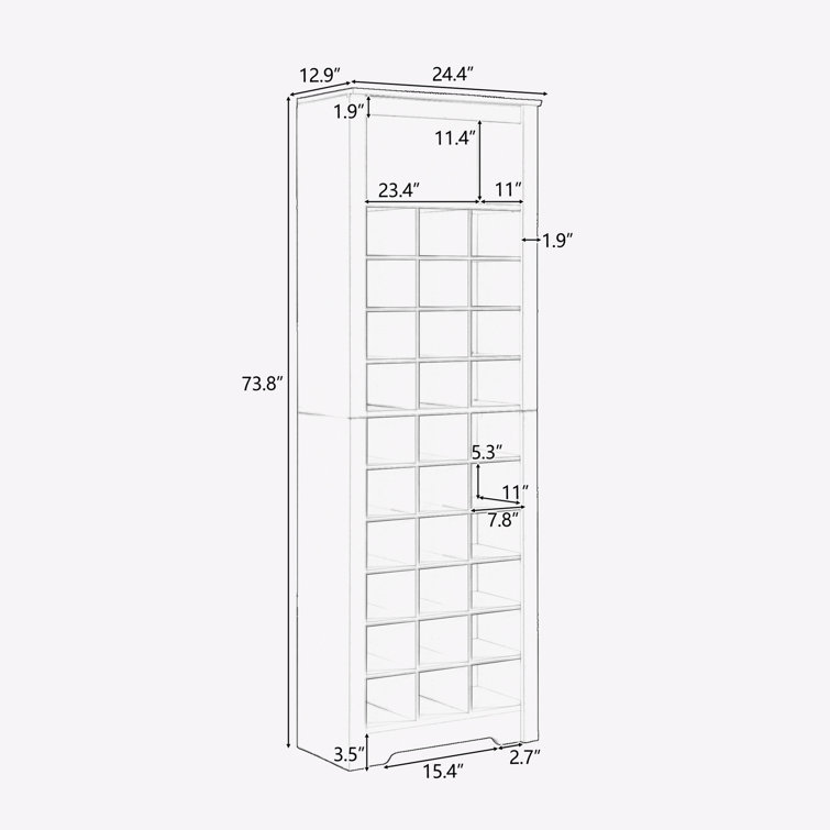 30 Pair Shoe Rack Wildon Home Finish: White