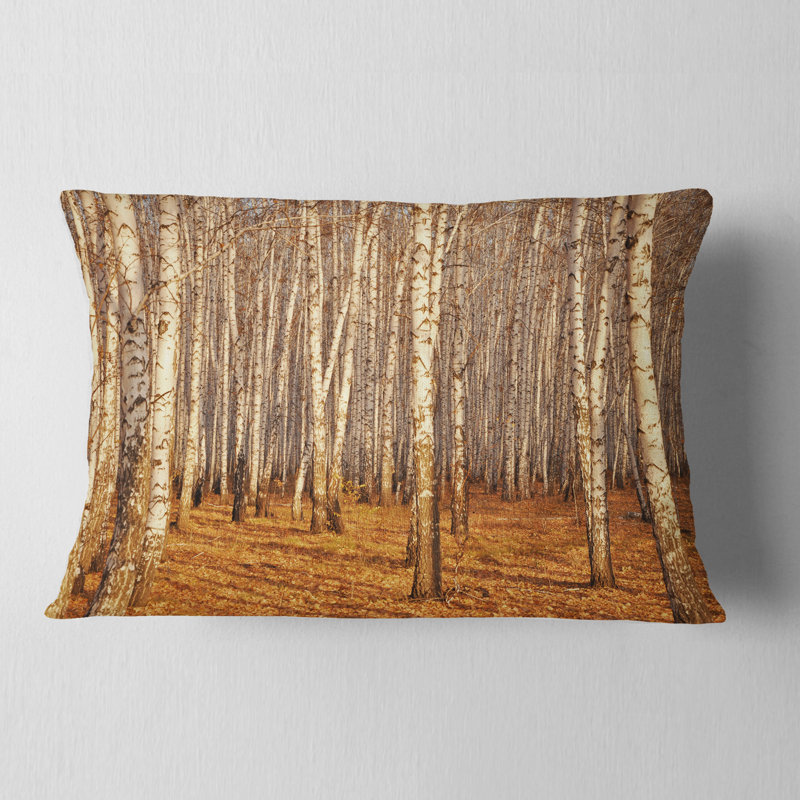 Dense Birch Forest in the Fall - Forest Printed Throw Pillow