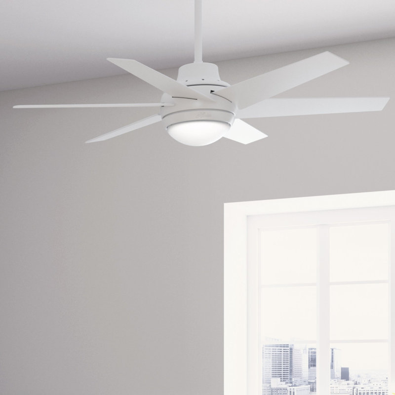 52" Sotto 6 - Blade Standard Ceiling Fan with Remote Control and Light Kit Included, Fresh White