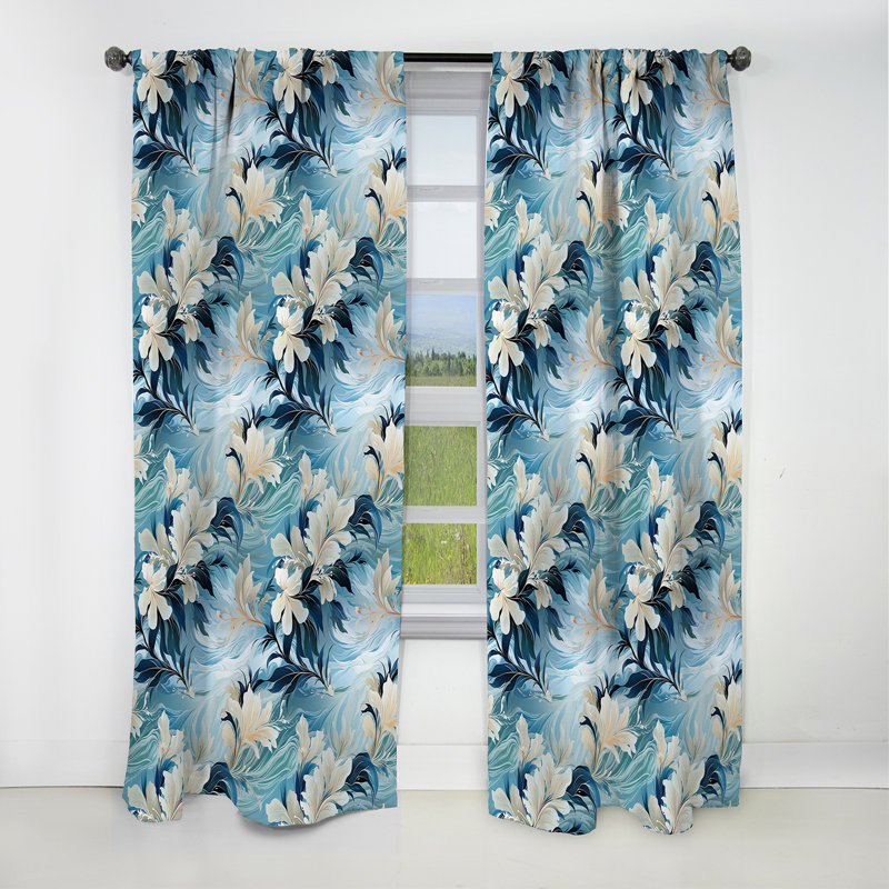 Oceanic Dreamscape Tropical Motif V - Rideau floral - Rideau occultant floral - 1 panneau, L 52 po x L 108 po