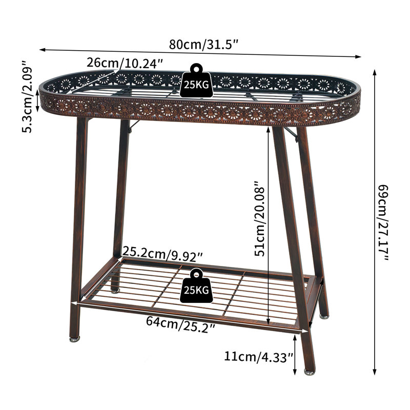 plant stand Iron Plant Stand 2 Tier