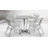 Johannette Round Aluminum Indoor-Outdoor Restaurant Dining Table Set with 4 Slat Back Chairs-93389842-93389844