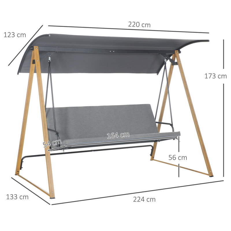 Anuva 3 Person Porch Swing with Canopy