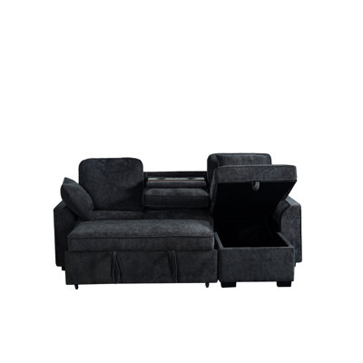 Multi - Functional Sectional Sofa Ensemble Featuring A Removable Cup Holder Tray, Storage - Integrated Chaise And Adjustable Backrests