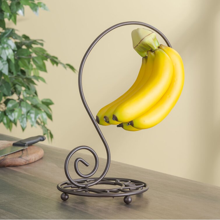 Red Barrel Studio® Large-Sized Fruit Bowl Tree Basket with Banana Hanger,  Wood Base in Bronze