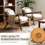2 pièces Chaise d'appoint Mid-Century moderne avec cadre en bois massif et dossier en rotin